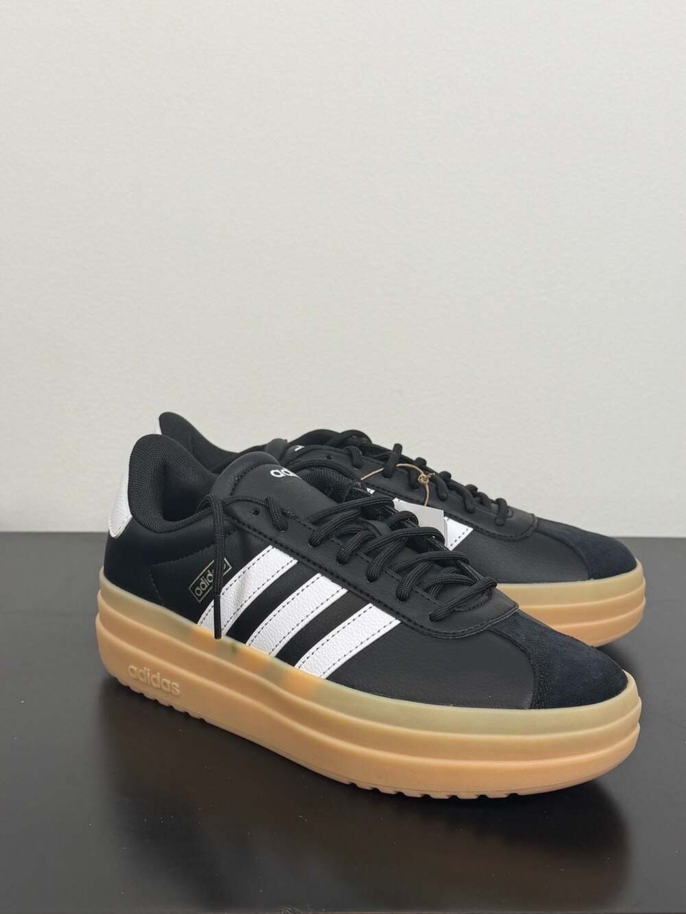 Adidas VL Court Bold Women's Sneakers Black White Gum Sole Size 7.5